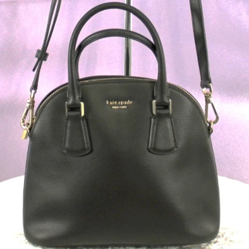 Kate Spade New York Small Dome Satchel Crossbody – Black Pebbled Leather - Picture 6 of 15
